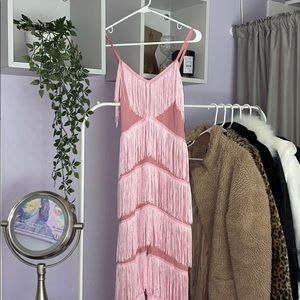 Mauve fringe jumpsuit